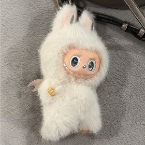 Cute Furry White Monster Keychain